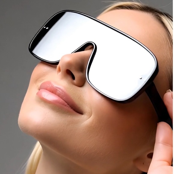Shield Sunglasses Oversized Flat Top Mirrored Lens Fashion‎ Visor Sunnies Lentes - Picture 7 of 11